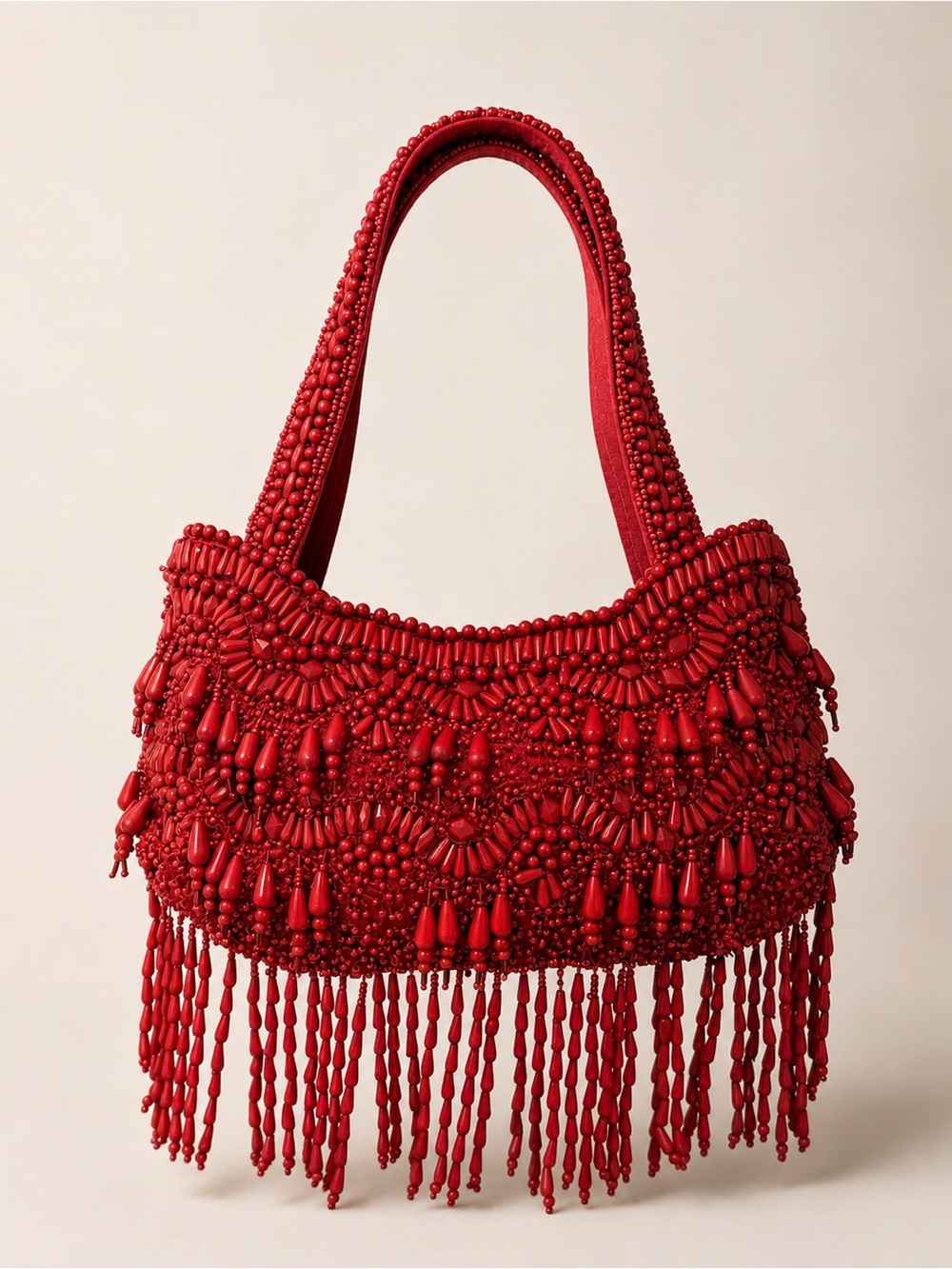 Red Beaded Fringe Bag